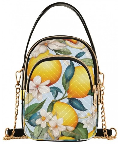 Lemons Flowers Crossbody Bag for Women Cell Phone Purse Wallet with Removable Chain Shoulder Handbag for Travel Phone Work Pa...