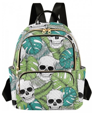 Backpack Purse for Women Skull Palm Leaves, Mini Fashion Backpack Summer Lightweight Casual Daypack Shoulder Bag Travel Backp...