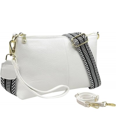 Small Crossbody Clutch Purses Bags for Women Wristlet Wallet Vegan Shoulder Handbags Guitar Strap + Leather Strap White $13.0...