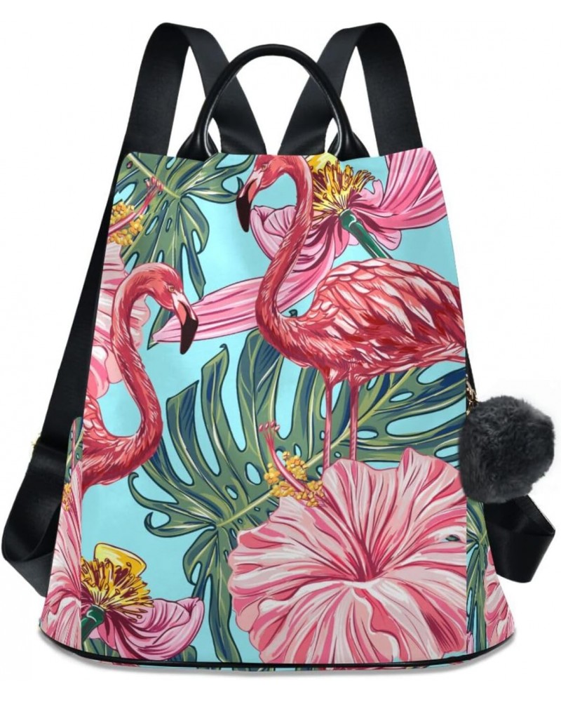 Flowers Flamingo Backpack for Women, Fashion Anti Theft Casual Daypack Shoulder Bag Purse for Travel Work 15 inches $17.63 Ba...