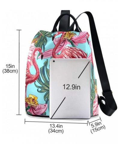 Flowers Flamingo Backpack for Women, Fashion Anti Theft Casual Daypack Shoulder Bag Purse for Travel Work 15 inches $17.63 Ba...