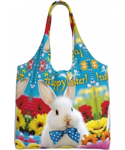 Easter Bunny And Chicks One-Shoulder Commuting Canvas Bag,Fashionable And Lightweight,Extra Large Capacity,Easy To Store,Soft...