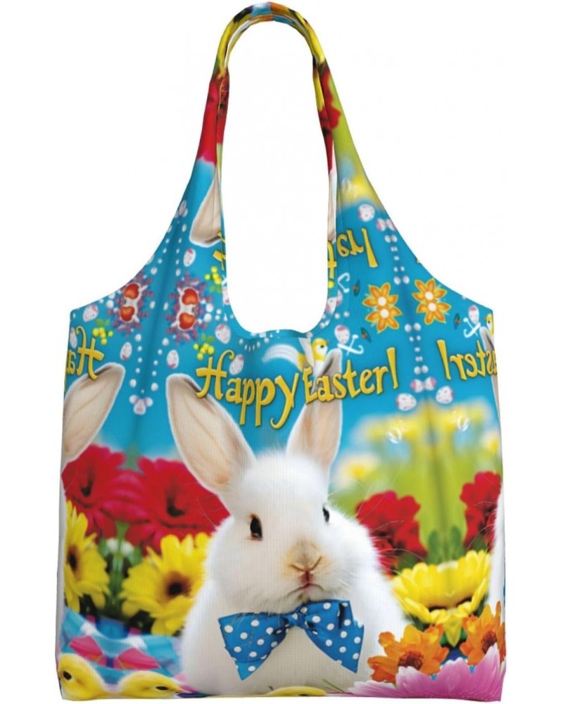 Easter Bunny And Chicks One-Shoulder Commuting Canvas Bag,Fashionable And Lightweight,Extra Large Capacity,Easy To Store,Soft...