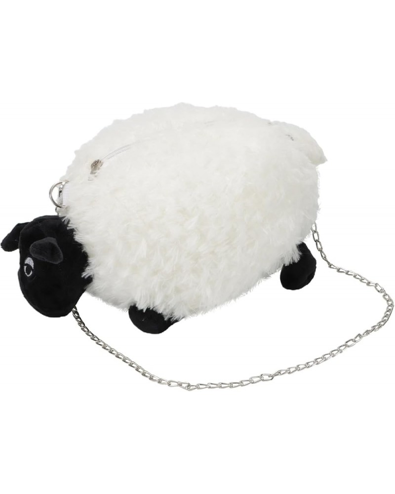 Sheep Purse Fluffy Cute Crossbody Bag Plush Handbags Cartoon Shoulder bag For Women Sheep-white $8.95 Shoulder Bags