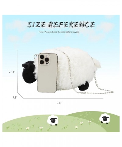 Sheep Purse Fluffy Cute Crossbody Bag Plush Handbags Cartoon Shoulder bag For Women Sheep-white $8.95 Shoulder Bags