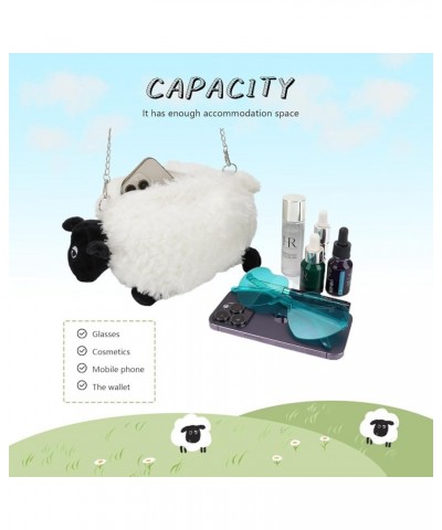 Sheep Purse Fluffy Cute Crossbody Bag Plush Handbags Cartoon Shoulder bag For Women Sheep-white $8.95 Shoulder Bags