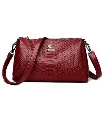 Women's bag simple large capacity shoulder crossbody bag PU bag Burgundy $31.88 Shoulder Bags