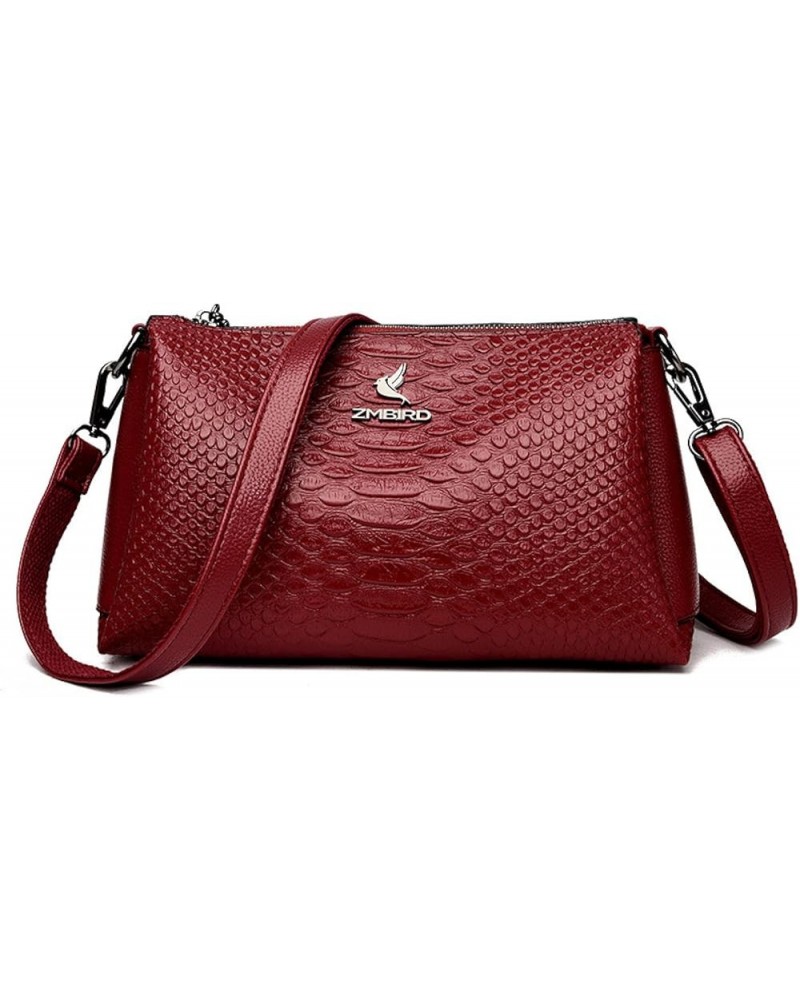 Women's bag simple large capacity shoulder crossbody bag PU bag Burgundy $31.88 Shoulder Bags