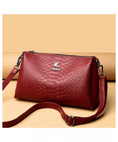 Women's bag simple large capacity shoulder crossbody bag PU bag Burgundy $31.88 Shoulder Bags