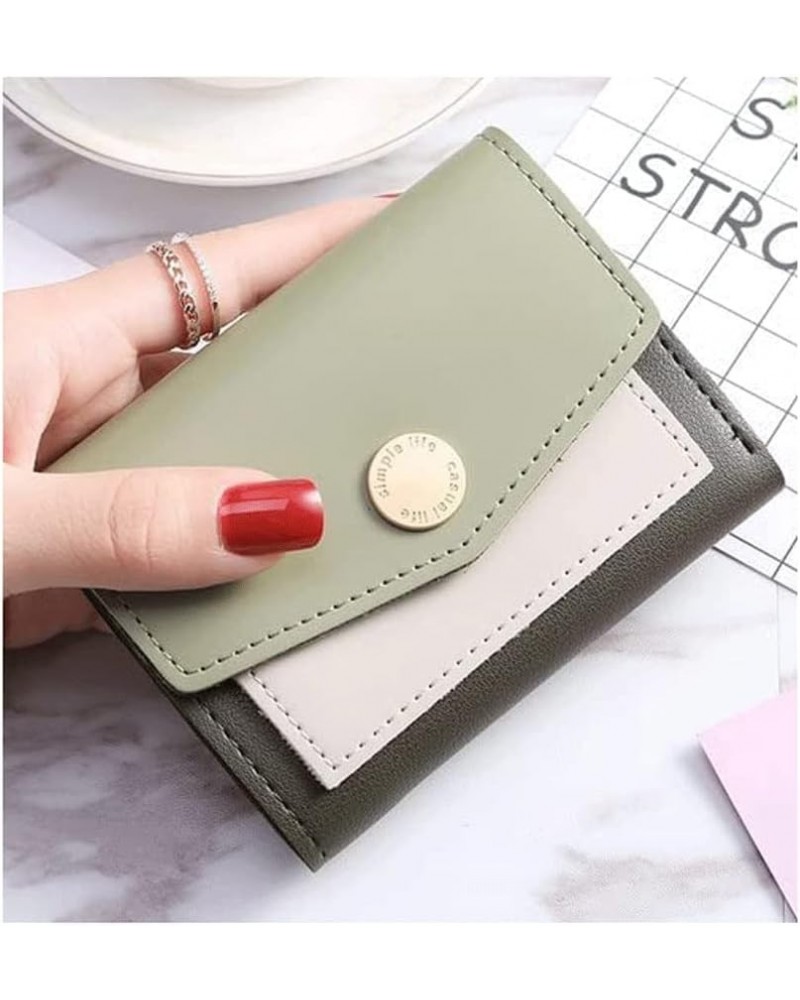 Wallet Women's Pu Leather Wallet Small Slim Card Holder Simple Short Coin Purses Classic Coins Pocket Tear-Resistant A Green ...