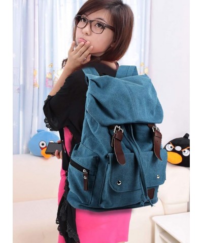 Backpacks for Men and Women Retro Drawstring Daypack Large Capacity Multi Functional Rucksack, Blue Blue $39.11 Totes