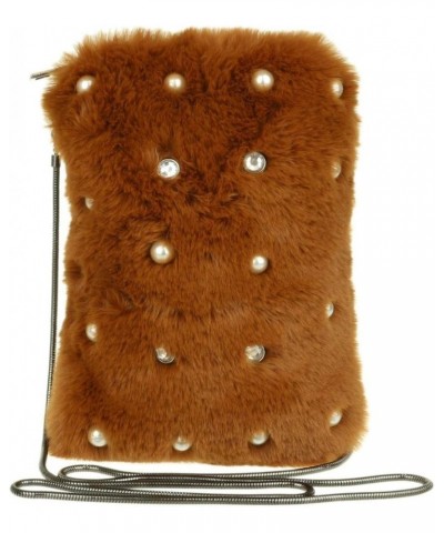 Womens Pearls Fur Clutch Bag Brown $33.79 Clutches