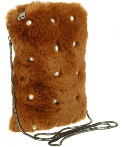 Womens Pearls Fur Clutch Bag Brown $33.79 Clutches