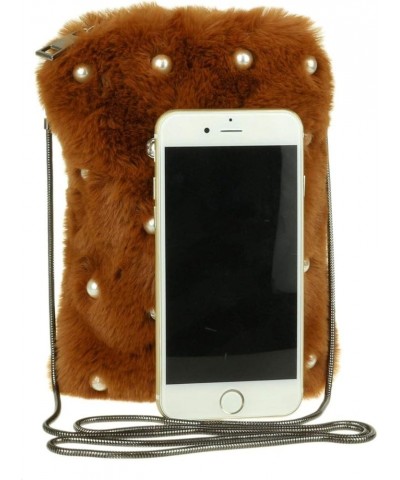 Womens Pearls Fur Clutch Bag Brown $33.79 Clutches