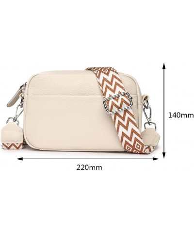 Genuine Leather Female Tote Bag Fashion Small Square Bag Casual Simple Portable Adjustable Straps Multi-Pockets El Beige $10....