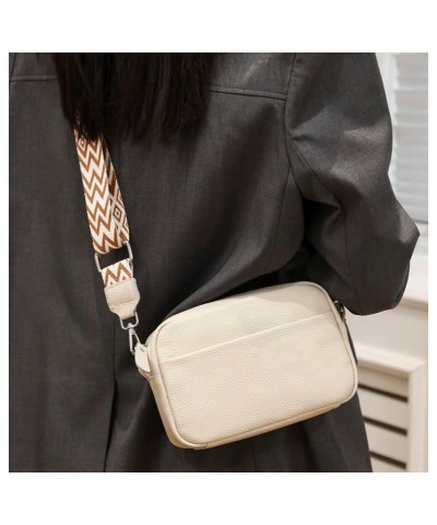 Genuine Leather Female Tote Bag Fashion Small Square Bag Casual Simple Portable Adjustable Straps Multi-Pockets El Beige $10....