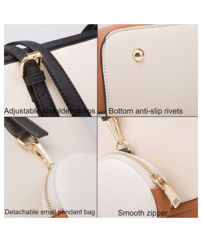 Women Fashion Synthetic Leather Handbags Tote Bag Shoulder Bag Top Handle Chain Satchel Purse Set 4pcs Brown Brown $50.17 Totes