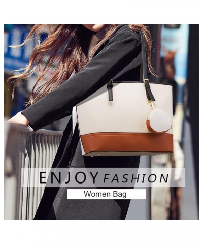 Women Fashion Synthetic Leather Handbags Tote Bag Shoulder Bag Top Handle Chain Satchel Purse Set 4pcs Brown Brown $50.17 Totes