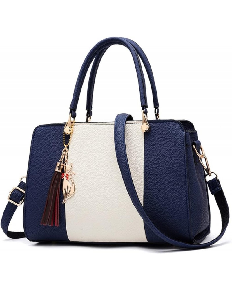 Purses and Handbags for Women Fashion Ladies PU Leather Top Handle Color Satchel Tassel Pendant Shoulder Tote Bag Blue $23.90...