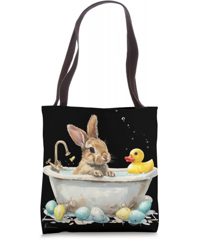 Happy Easter Bath Time Rubber Ducky Easter Bunny Eggs Tote Bag $15.57 Totes