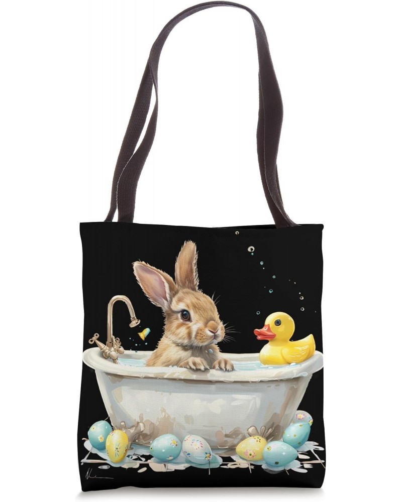 Happy Easter Bath Time Rubber Ducky Easter Bunny Eggs Tote Bag $15.57 Totes