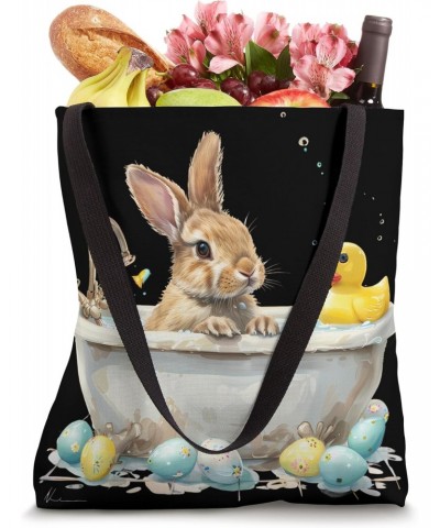 Happy Easter Bath Time Rubber Ducky Easter Bunny Eggs Tote Bag $15.57 Totes