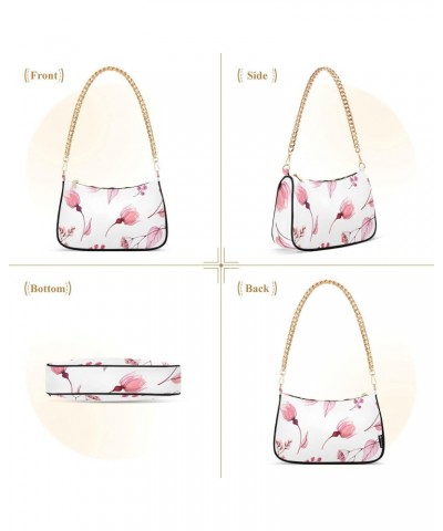 Shoulder Bag Handbags Womens Tote Satchel Bags Pink Roses Chain Bag for Women $16.19 Satchels