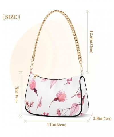 Shoulder Bag Handbags Womens Tote Satchel Bags Pink Roses Chain Bag for Women $16.19 Satchels