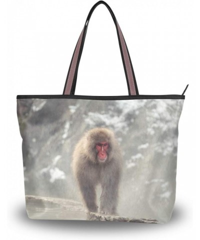 Top Handle Tote Bag Wild Monkey At Hot Spring Shoulder Bag Handbag for Women Girls $10.80 Shoulder Bags