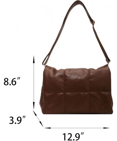 Large Women's Trendy Quilted Crossbody Bags Adjustable Chain Strap Cassette Puffer Padding Shoulder Bag Puffy Hobo Bag Brown ...