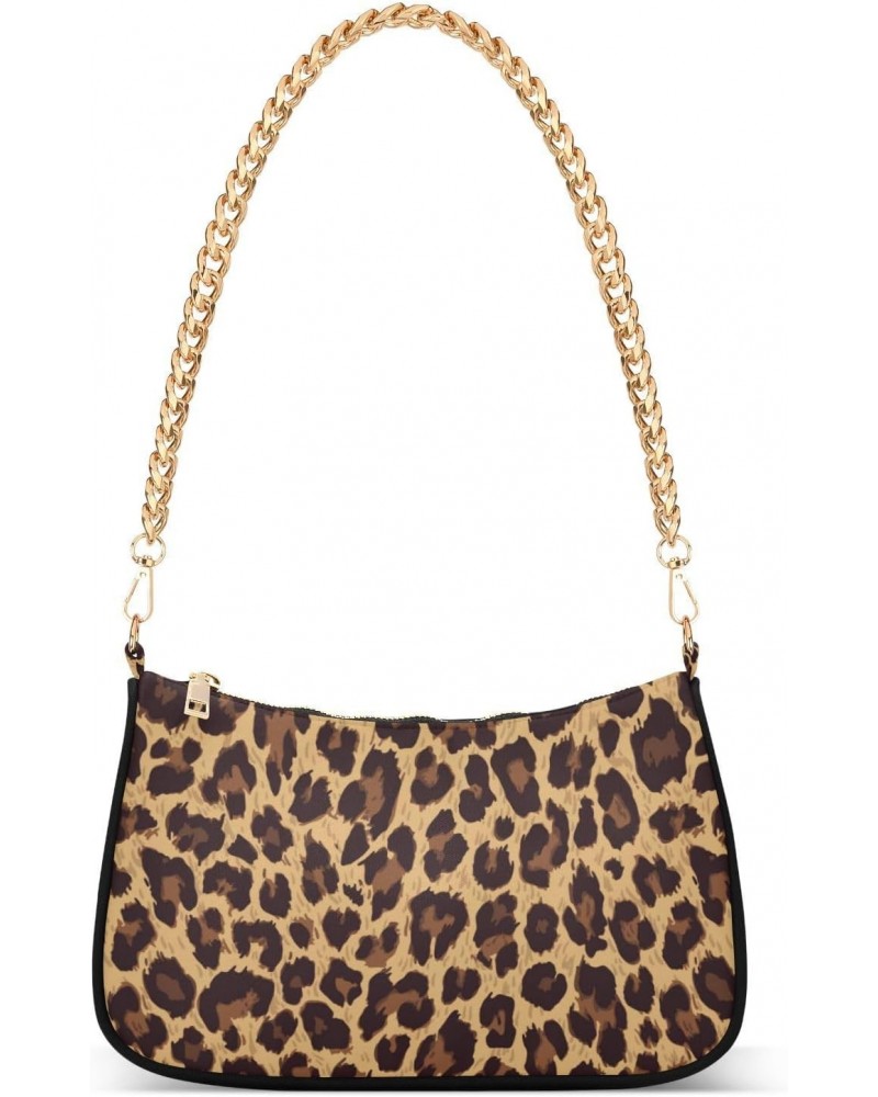 Leopard Shoulder Bag for Women Clutch Shoulder Purse Chain Bag with Zipper Closure Women's Tote Hobo Handbags Hobo Bags for W...