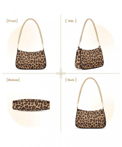 Leopard Shoulder Bag for Women Clutch Shoulder Purse Chain Bag with Zipper Closure Women's Tote Hobo Handbags Hobo Bags for W...