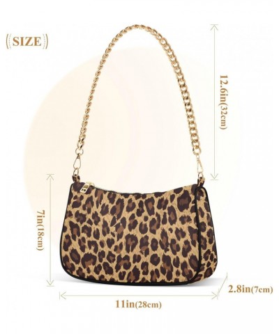 Leopard Shoulder Bag for Women Clutch Shoulder Purse Chain Bag with Zipper Closure Women's Tote Hobo Handbags Hobo Bags for W...