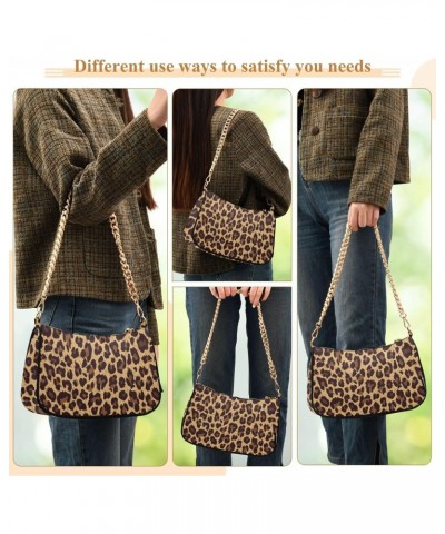 Leopard Shoulder Bag for Women Clutch Shoulder Purse Chain Bag with Zipper Closure Women's Tote Hobo Handbags Hobo Bags for W...