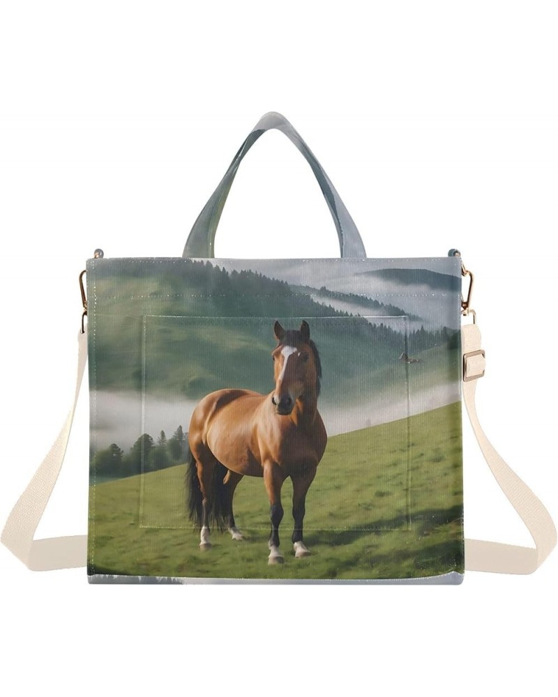 Horse Grazes in A Mountain Women's Tote Handbags Top Handle Satchel Shoulder Bag Crossbody Bag S $15.18 Totes