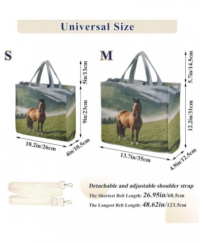 Horse Grazes in A Mountain Women's Tote Handbags Top Handle Satchel Shoulder Bag Crossbody Bag S $15.18 Totes