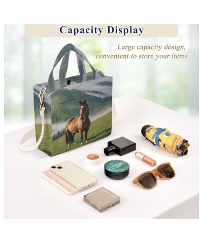 Horse Grazes in A Mountain Women's Tote Handbags Top Handle Satchel Shoulder Bag Crossbody Bag S $15.18 Totes